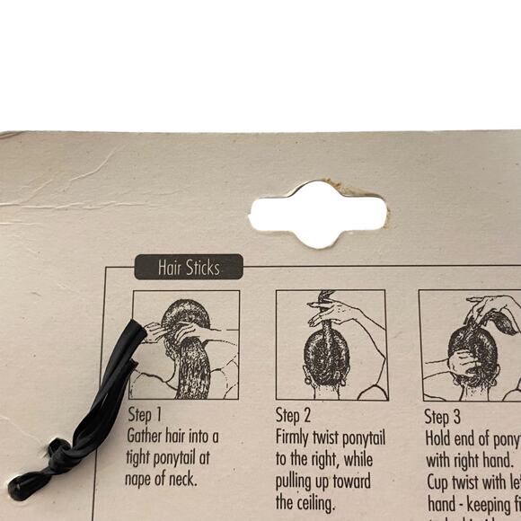 Vintage 90s Seventeen Hair Sticks Black Sparkle Glitter Buns and Updos #80031 - Picture 7 of 11